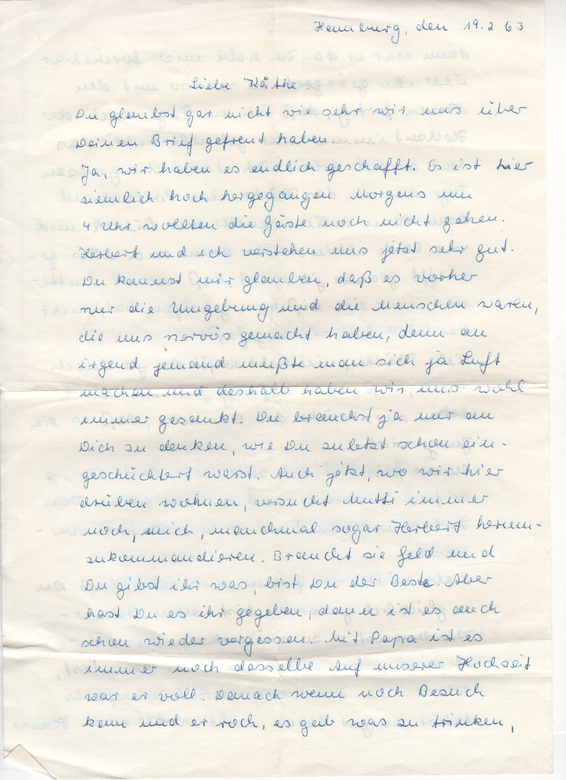 1963 Handwritten German Letter Hamburg Multi Page Family Correspondence