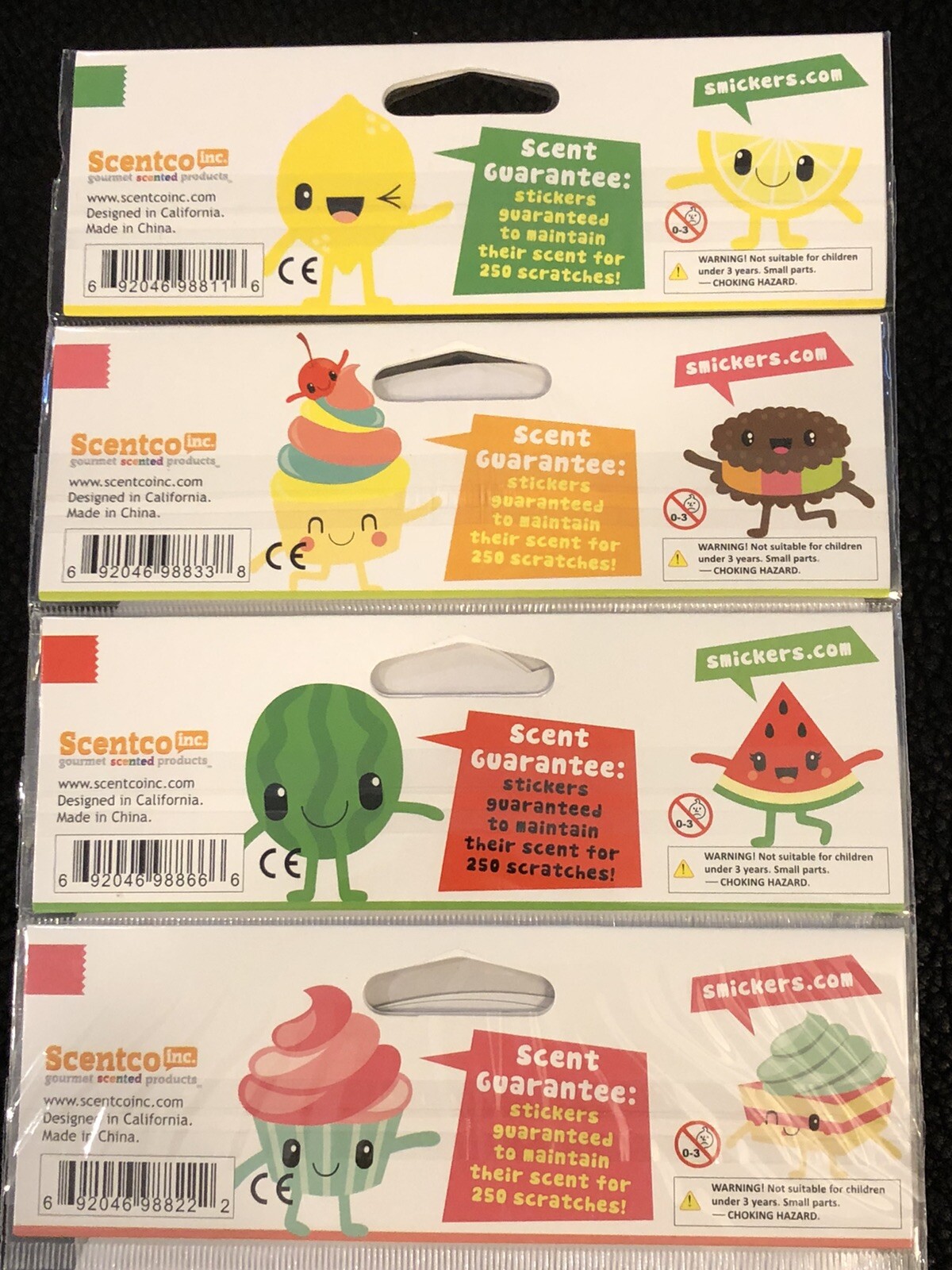 Scratch & Sniff Scented Stickers New Sealed 4 Pack/8 Sheet Smelly Stinky Smicker