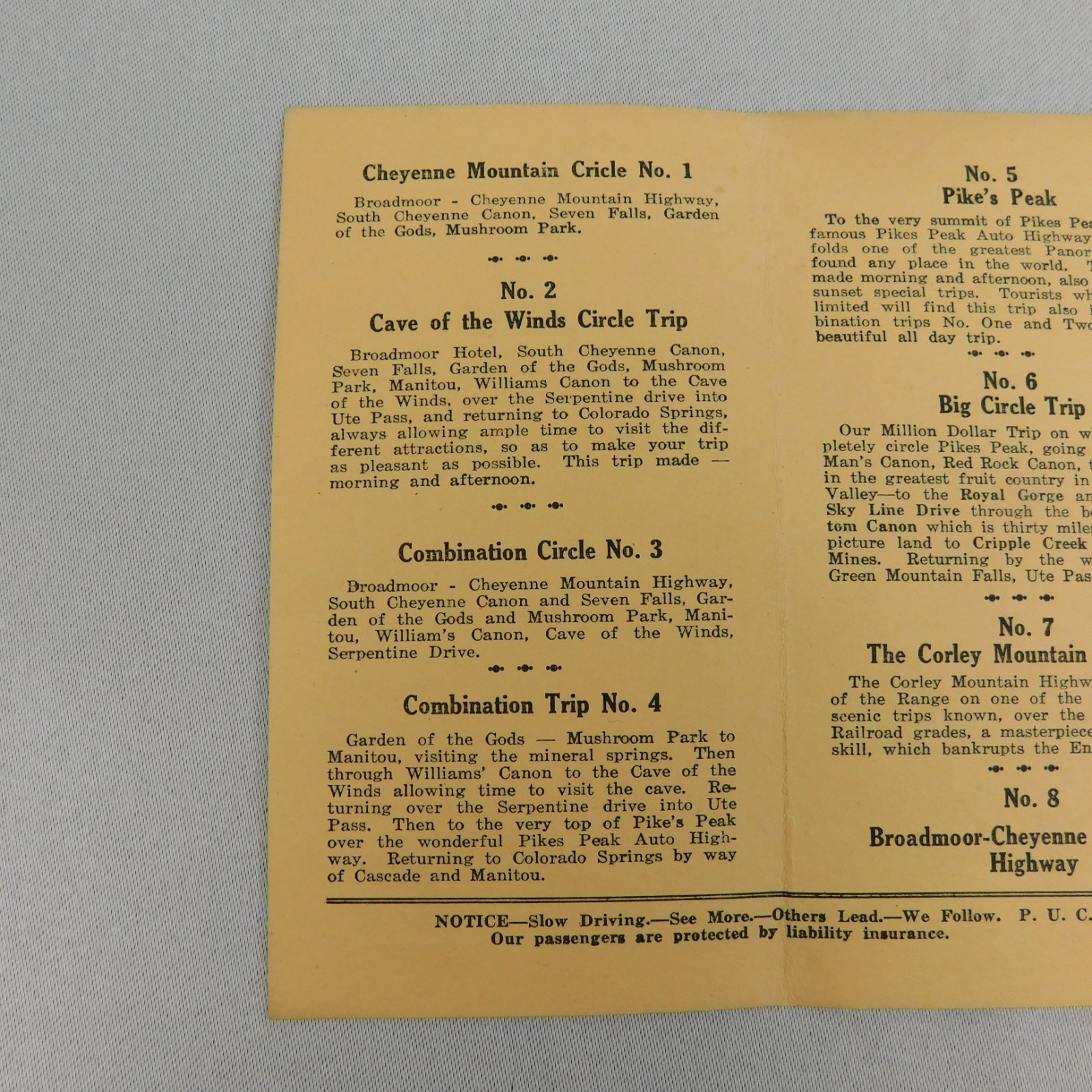 Vintage 20s Colorado Springs Sightseeing Scenic Trips Tour Guide Travel Brochure