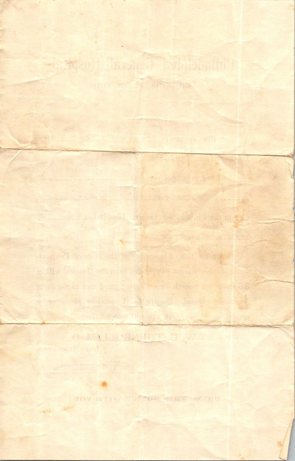 1939 Philadelphia General Hospital Death Notice – Maurice Finn – Blockley