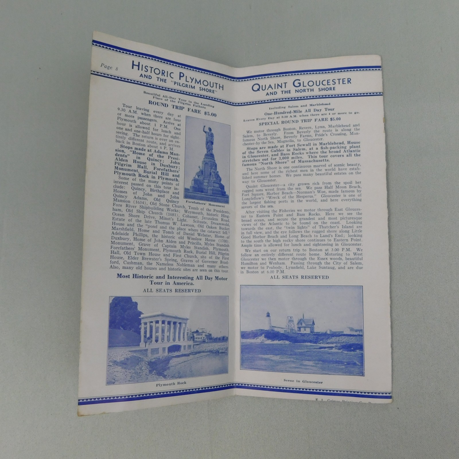 Vintage 1935 Gray Line Boston Sight Seeing Tour Travel Brochure USS Constitution