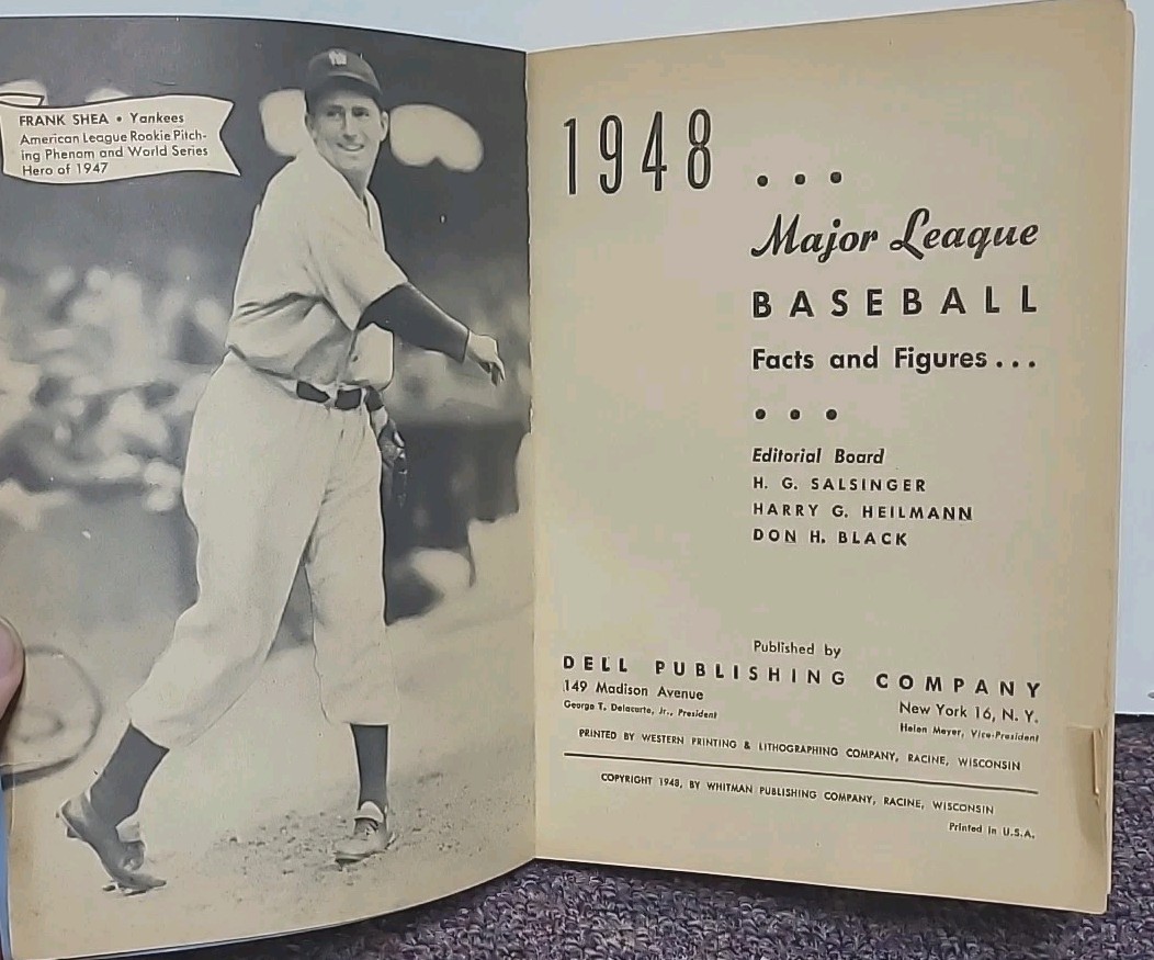 VTG 1948 Major League Baseball Facts, Figures & Official Rules PB Ted Williams