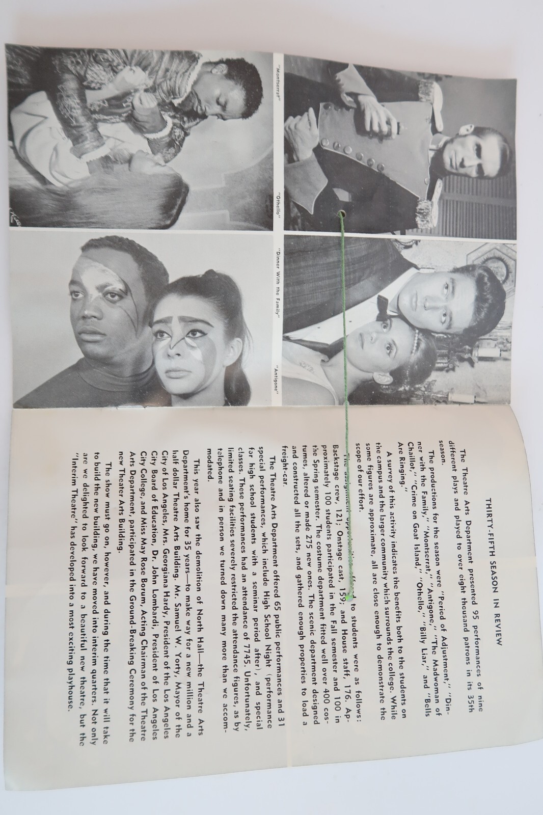 Bells Are Ringing Play Cast Directory Program Los Angeles City College Souvenir
