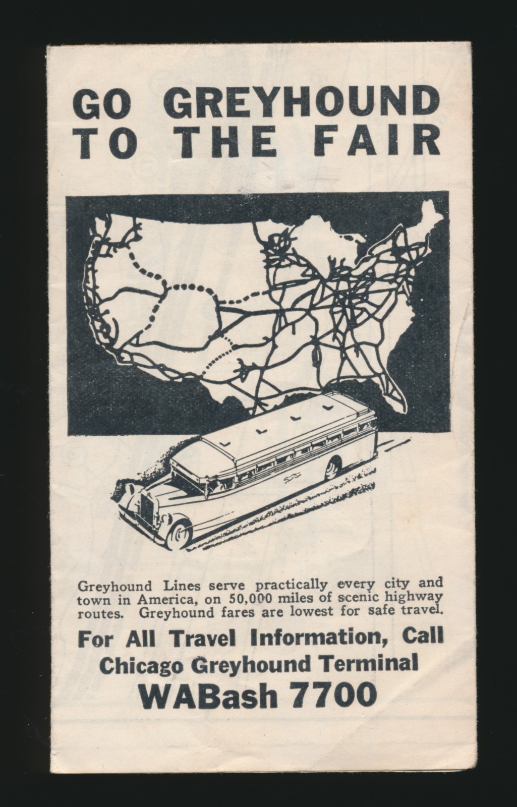 Greyhound Lines Bus Service Map 1933-34 Century of Progress Chicago World’s Fair