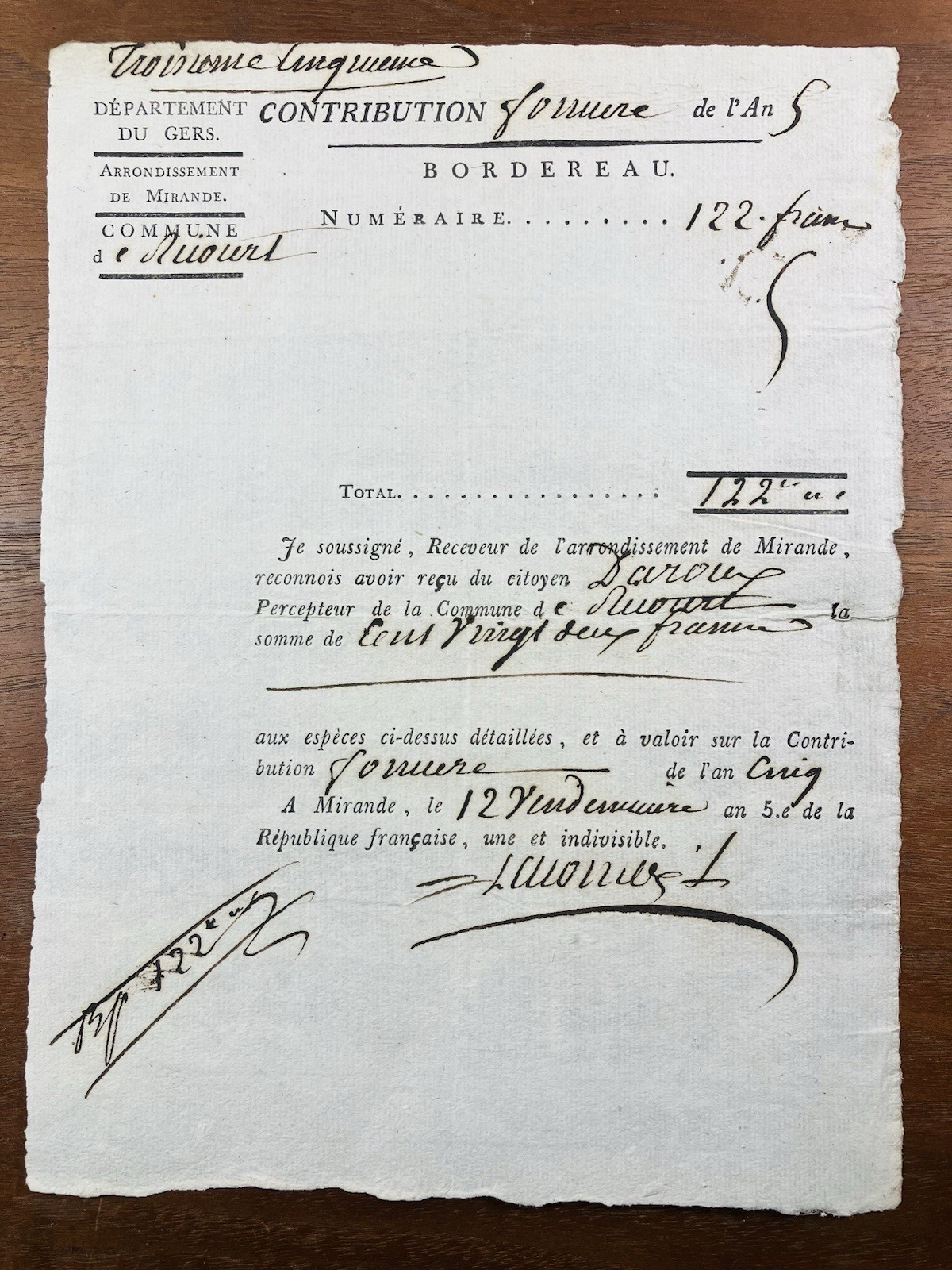 Daroux At Ricourt In 1796 Mirande Gers French Revolution Tax Contribution