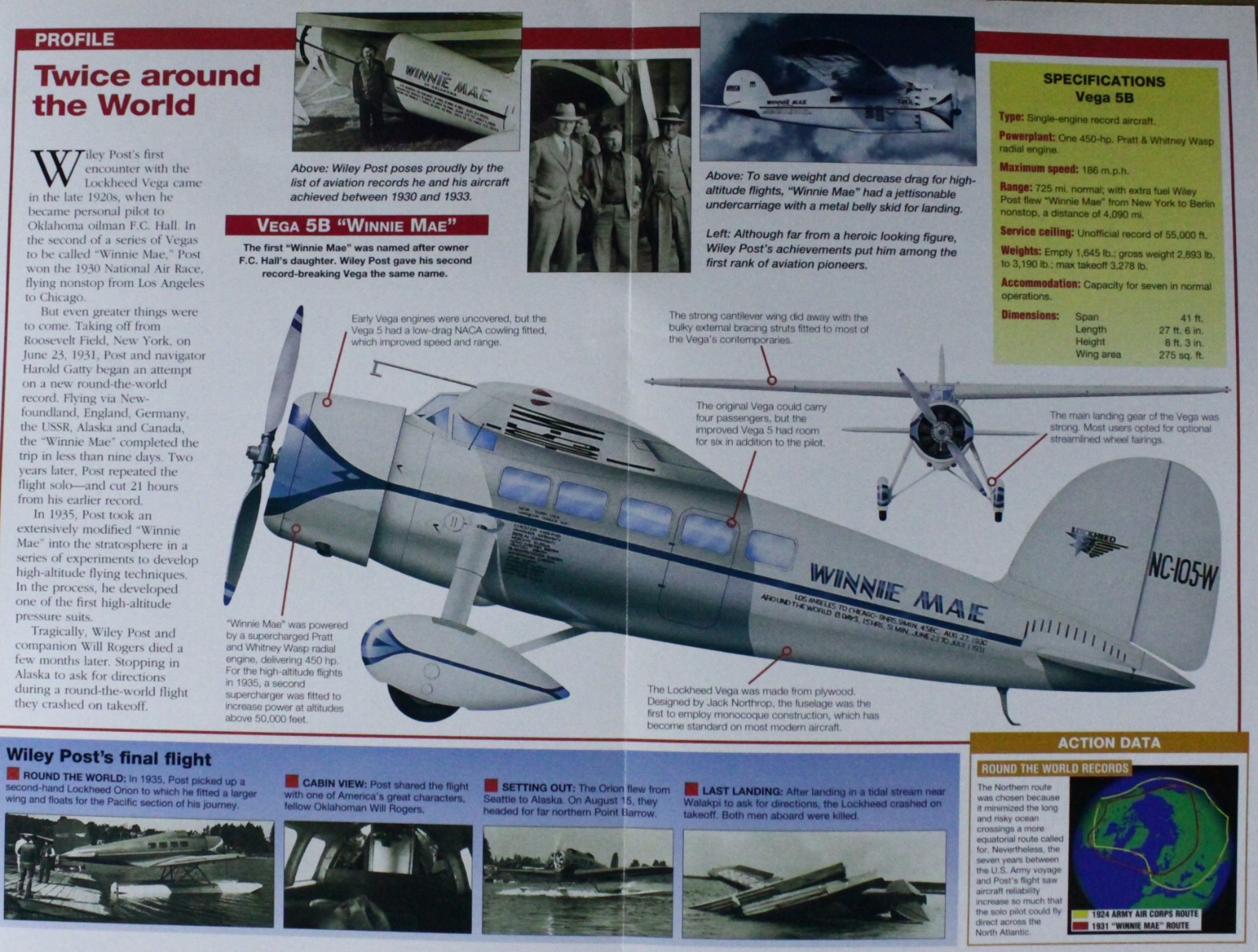 Lockheed Vega Plane Picture Brochure Pamphlet Out of Print Spec Detail Sheet