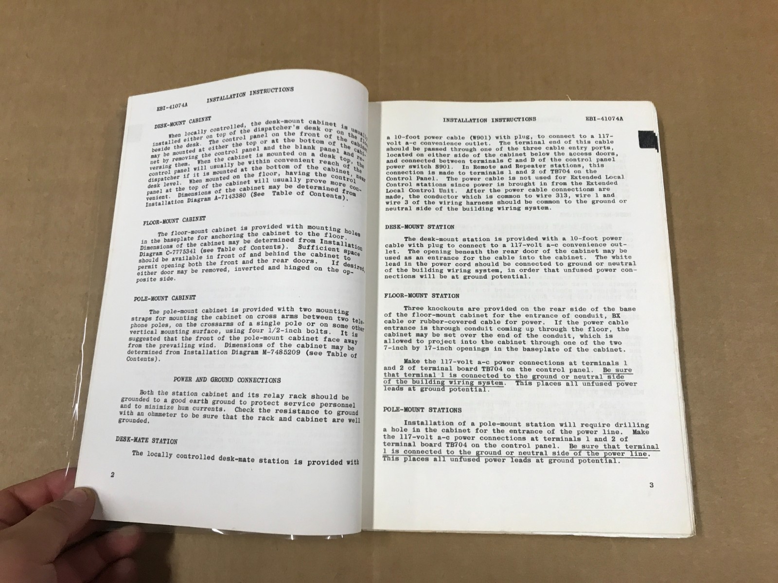 Vintage General Electric 2-Way Mobile Radio Instructions Manual EBI-41070D