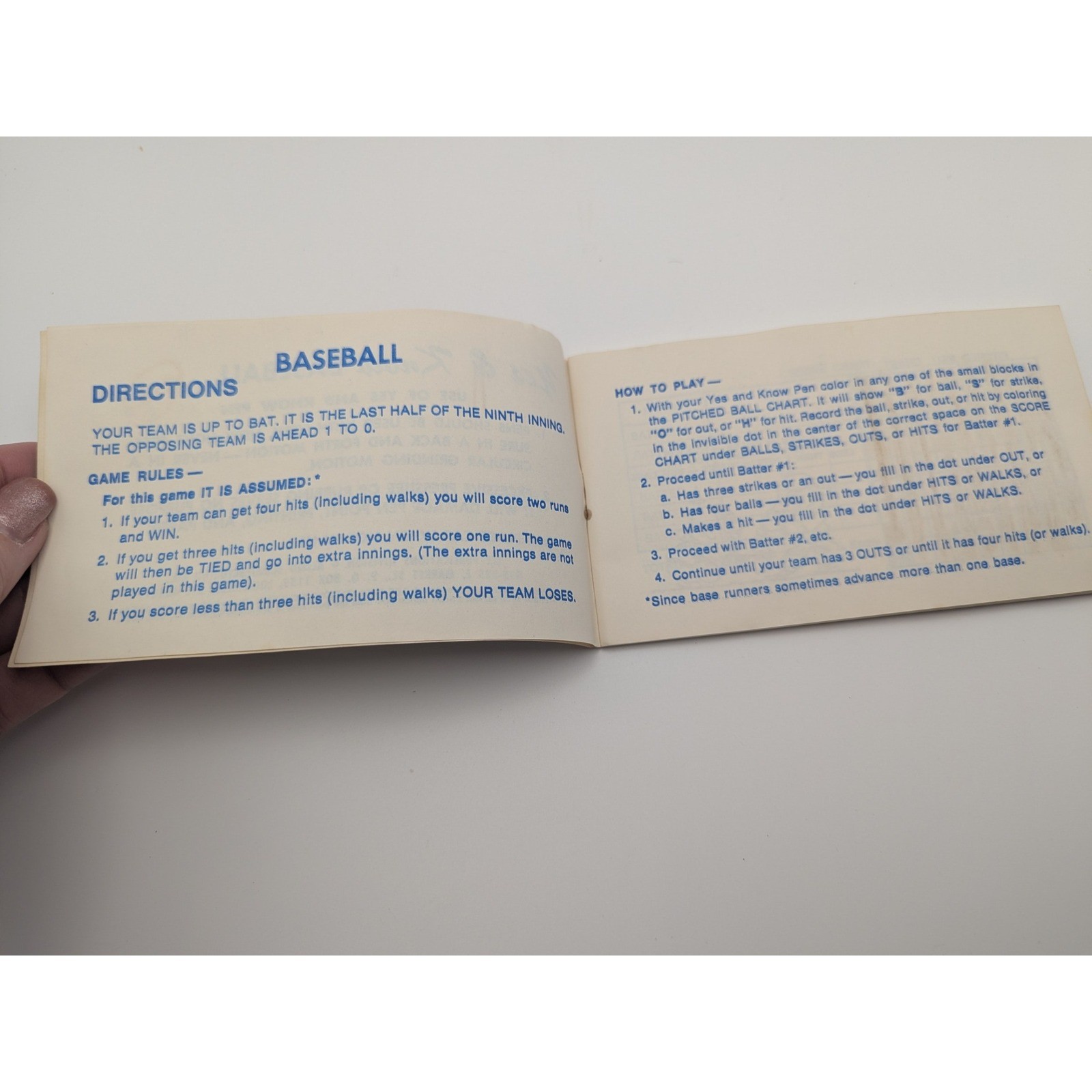Vintage Yes & Know Invisible Ink Baseball Game Book Lee Publications Printed USA