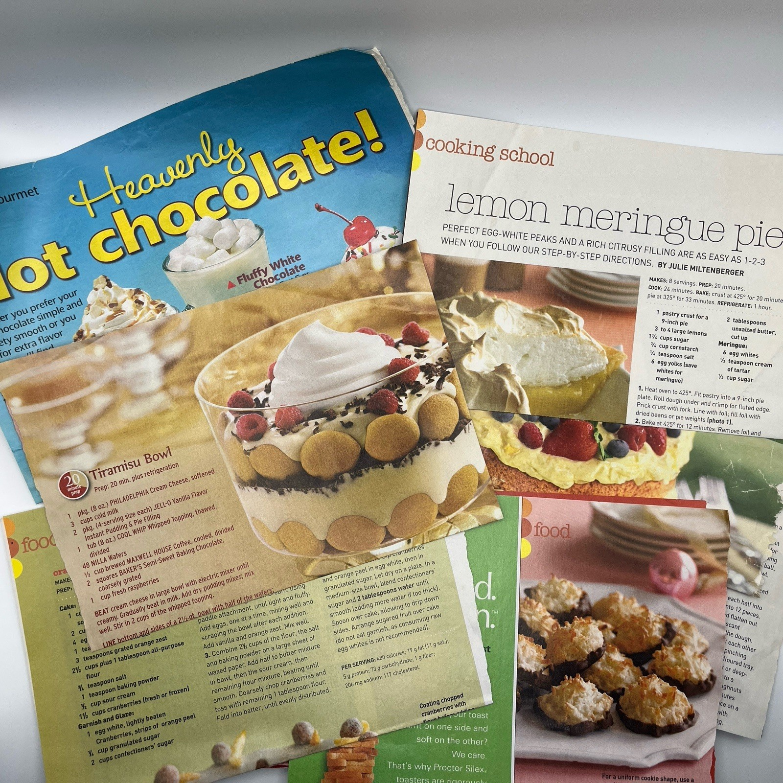 Vintage Lot of 7 Recipes from Magazines Colorful Ephemera Print Ads 2007-2008