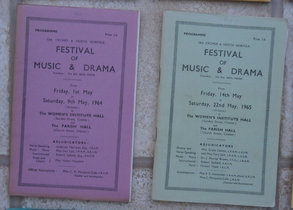 Cromer Festival Music & drama 21 programmes between 1951 – 1972 , plus ephemera
