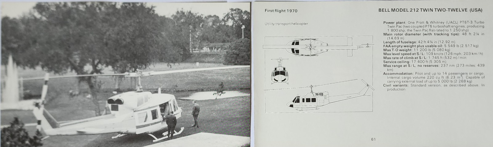 Bell Helicopter Picture Aircraft Info Detail Vtg Original Article Sheet
