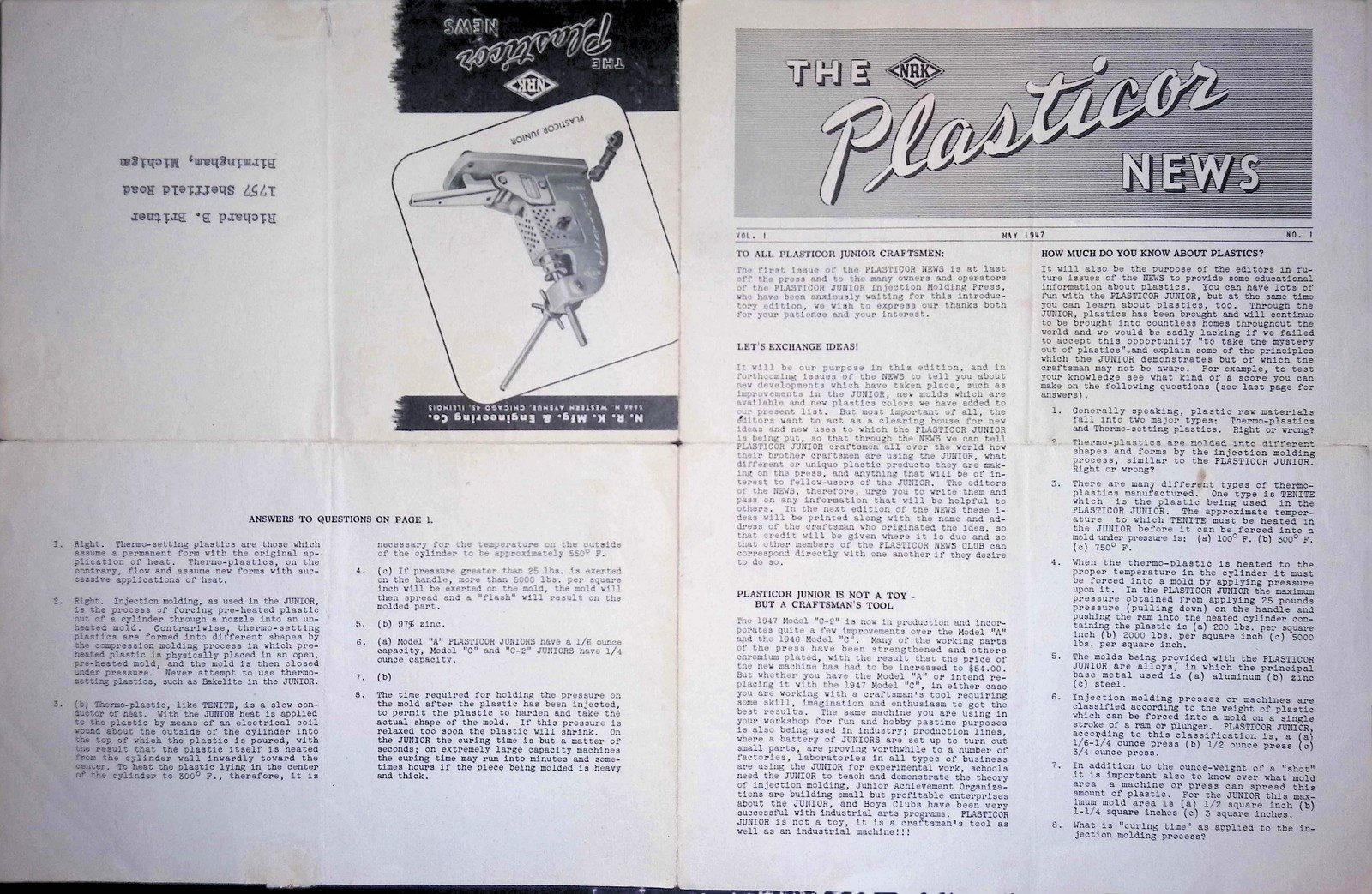 Plasticor News Promo Newsletter c1940s-50s Mid-Century Housewares Ephemera