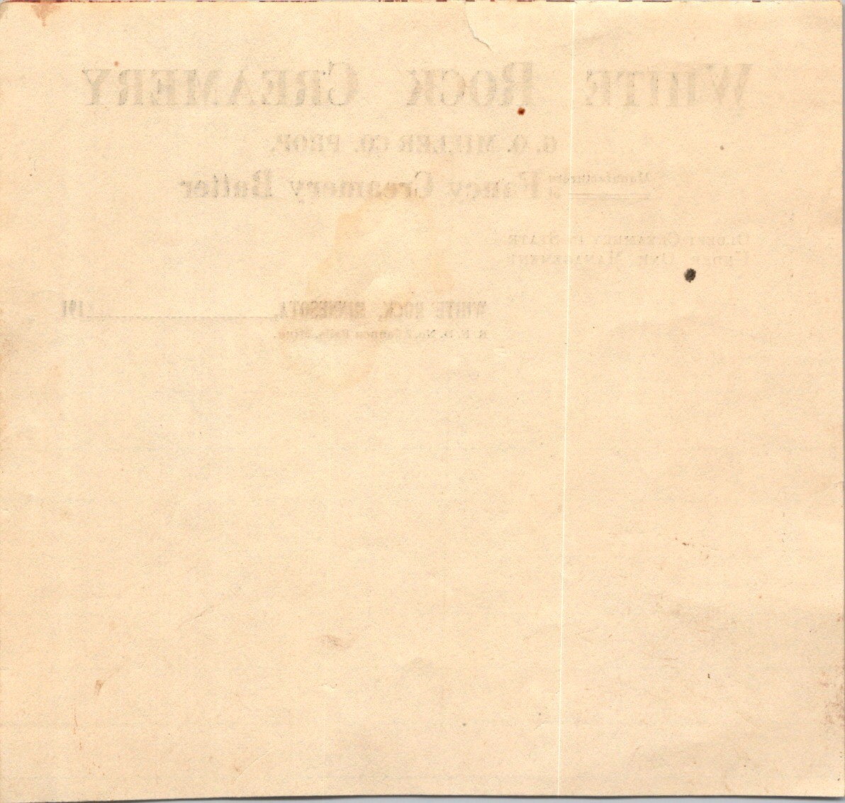 1890s White Rock Creamery Letterhead Billhead – Minnesota Dairy
