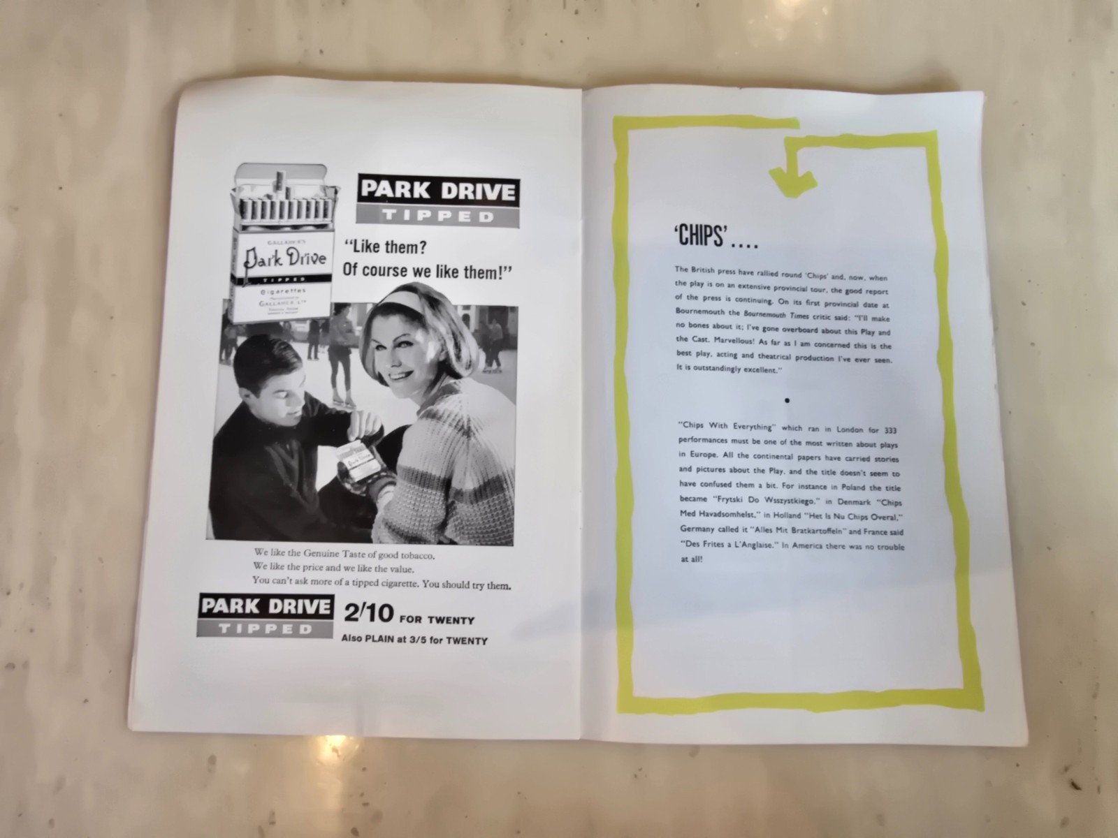 1960s Chips With Everything Theatre Programme – Paul Darrow Michael Redfern
