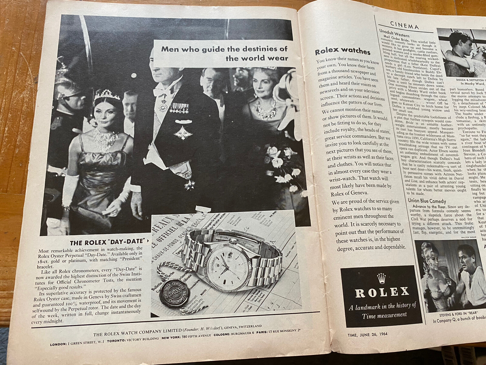 1964 Rolex Watch Day Date Perpetual Destinies Original Print Ad Vintage 2 Pg