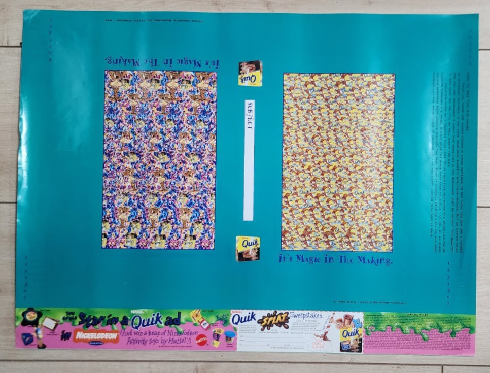 Vintage Bookcover with Magic Eye 3-D Nesquik 90s Nickelodeon 1995 QUIK Rabbit