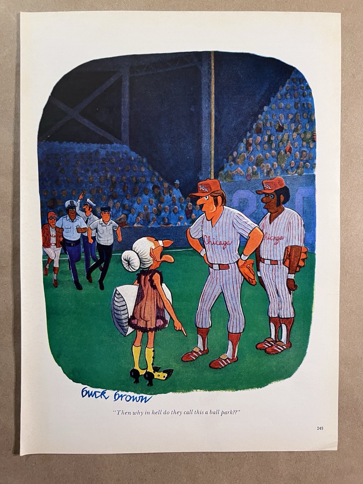 Vintage Playboy Magazine Adult Cartoon – Art by Buck Brown —1970s Baseball
