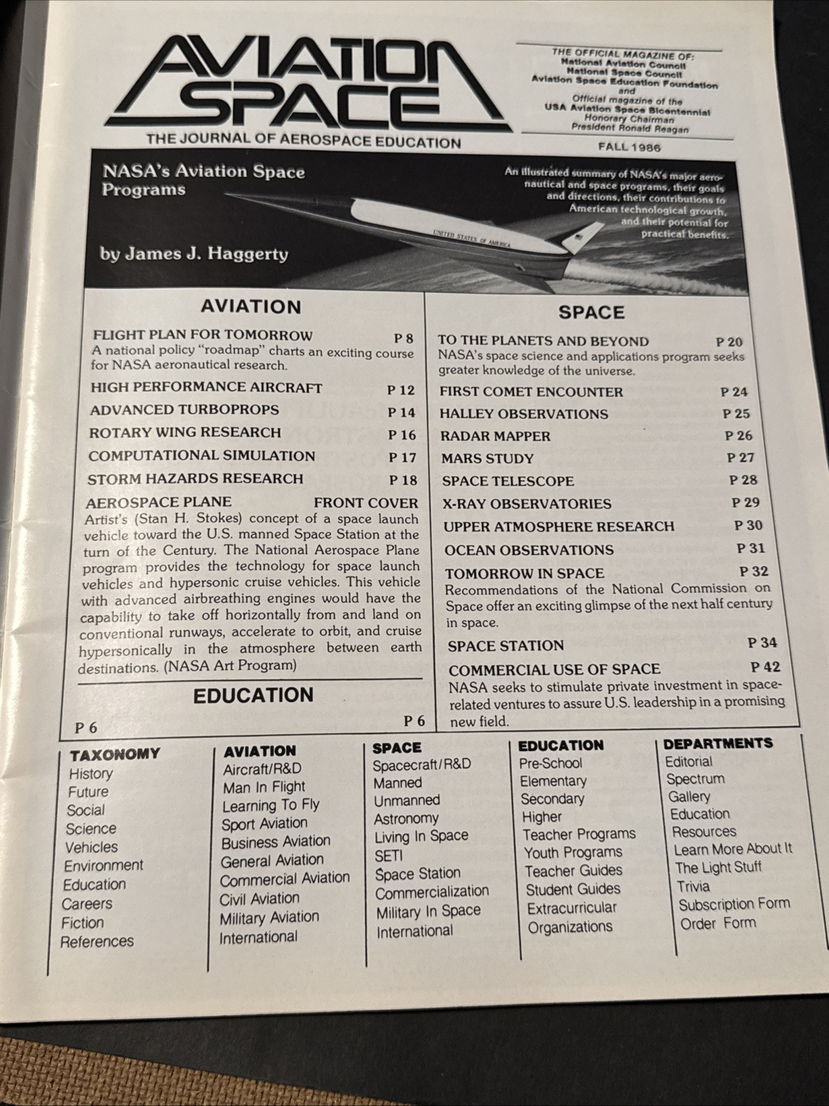 1986 Fall Aviation Space Magazine America Pioneering Space