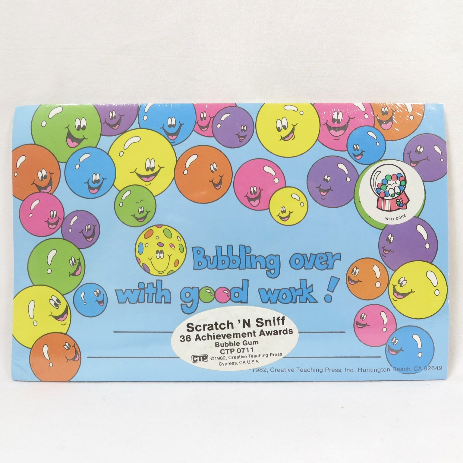 Vintage 1980s Scratch and Sniff Bubble Gum Awards Stickers Sealed Pack CTP 0711