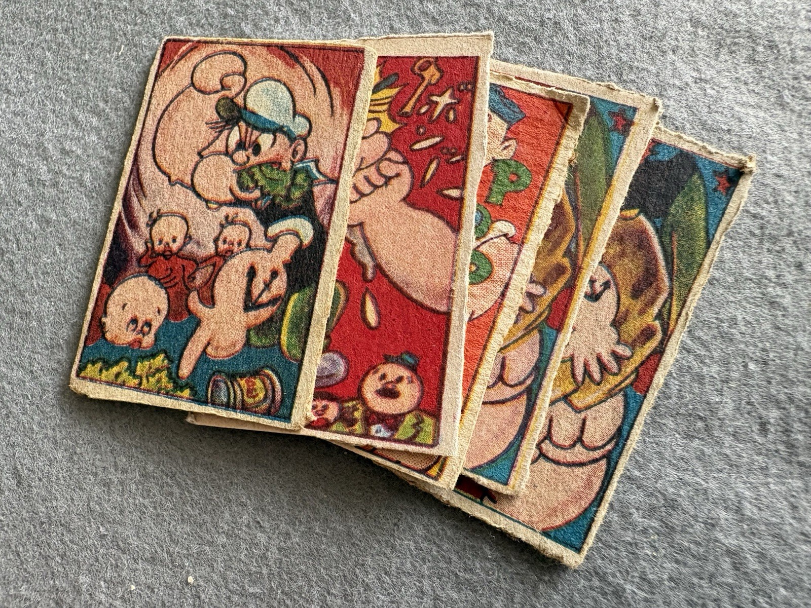 POPEYE Menko Cards 5pcs Lot 1940s-1950s Japan Vintage Anime Collectible Set
