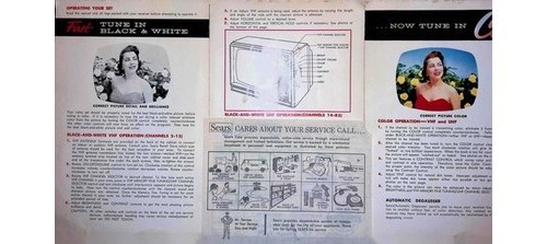 Sears Silvertone TV Owners Manual 4109 1968 Color Television Paperwork