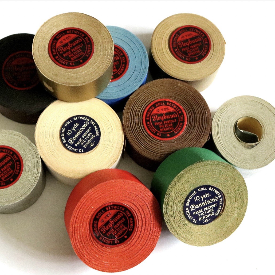 Vintage Reyburn Passe Partout Picture Binding 10 Rolls Original Box Mixed Colors