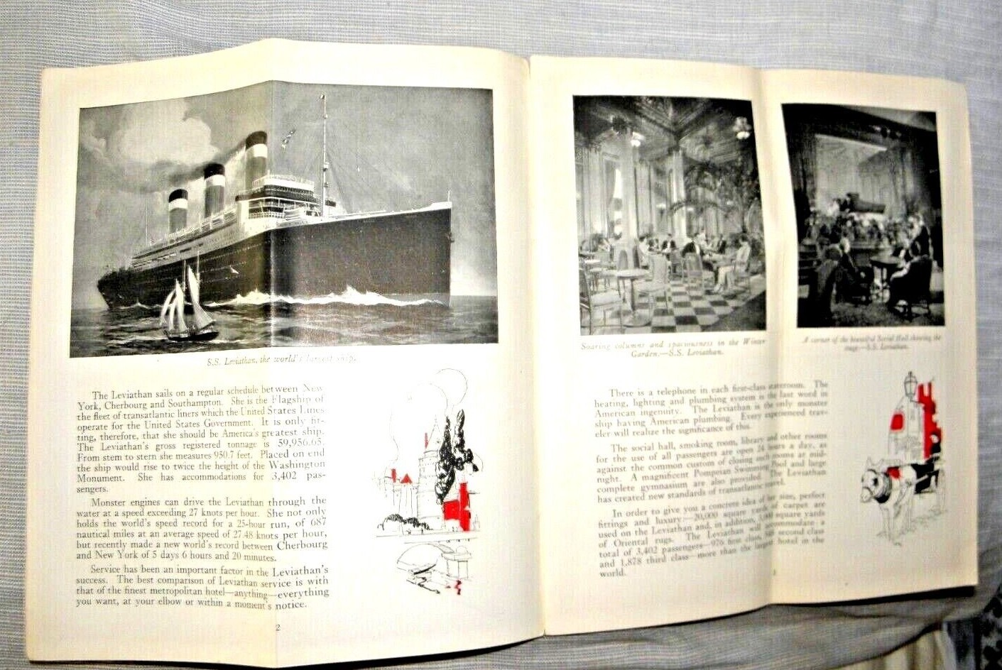 VINTAGE LOVELY PAMPHLETUNITED STATES LINES ALL SHIPS CRUISE ILLUSTRATED 1940’s