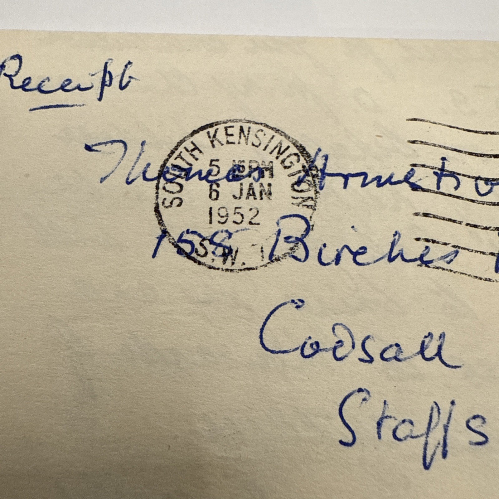 1952 Letter Receipt donation to Denison House Charity for Unfortunate Children