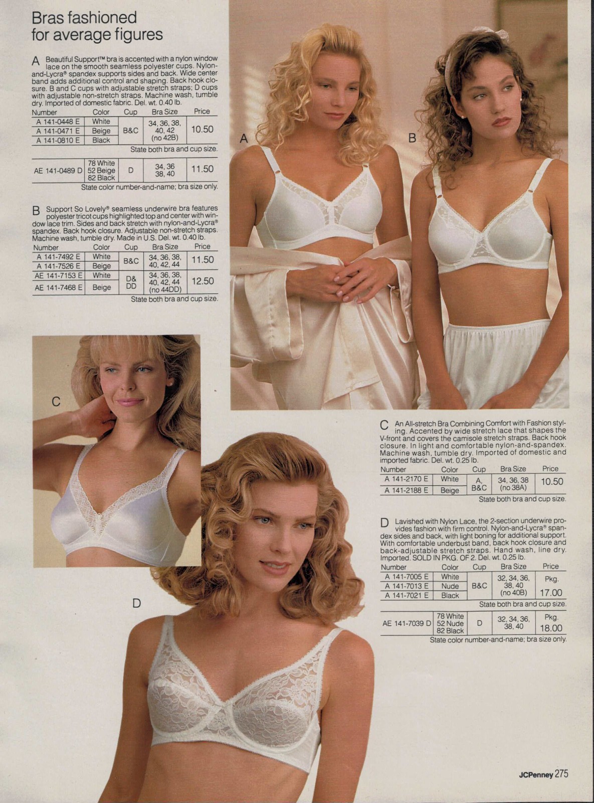 EARLY-1990S JCPENNEY CATALOG LINGERIE & FASHION CLIPPING PAPER ADS PRINTS