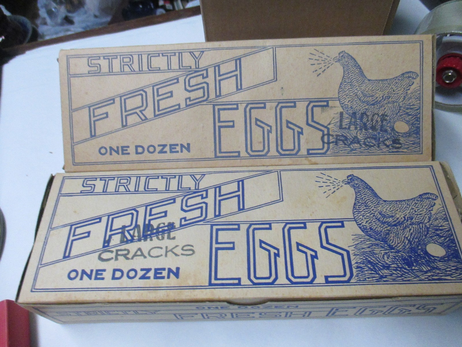 TWO Vintage Strictly Fresh 1 Dozen Eggs Cardboard Carton Farmhouse Decor Chicken