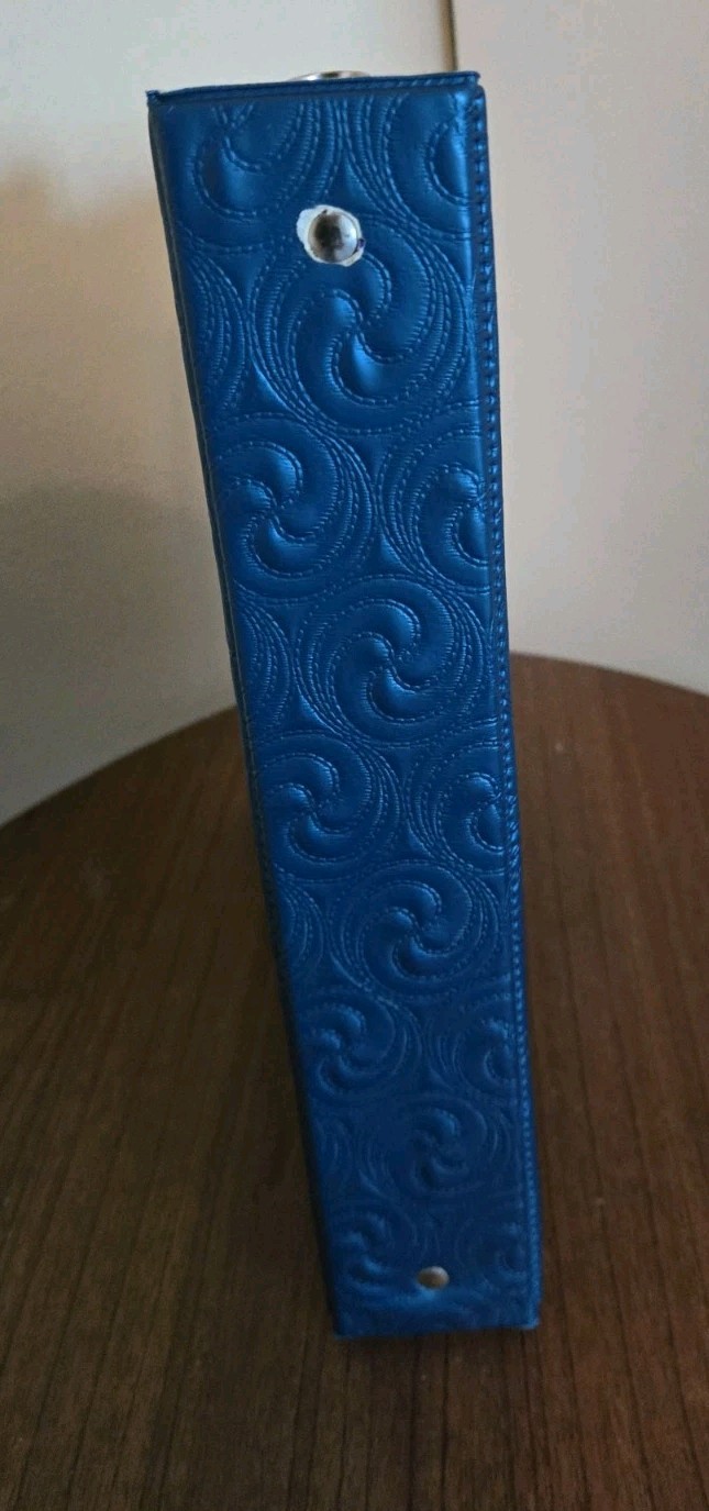 Vintage Mead Super Shades Blue 2” 3-Ring Binder 1994 Embossed Swirls with Clip