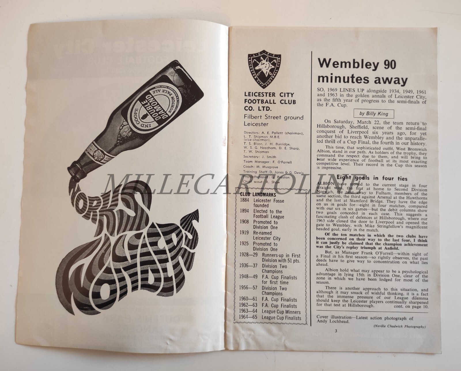 LEICESTER FOOTBALL CLUB – Official Programme, Season 1968 – 69