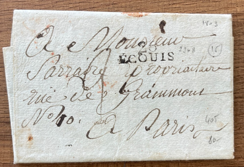 Letter From EcoUIS (Eure) To Paris / Year 11