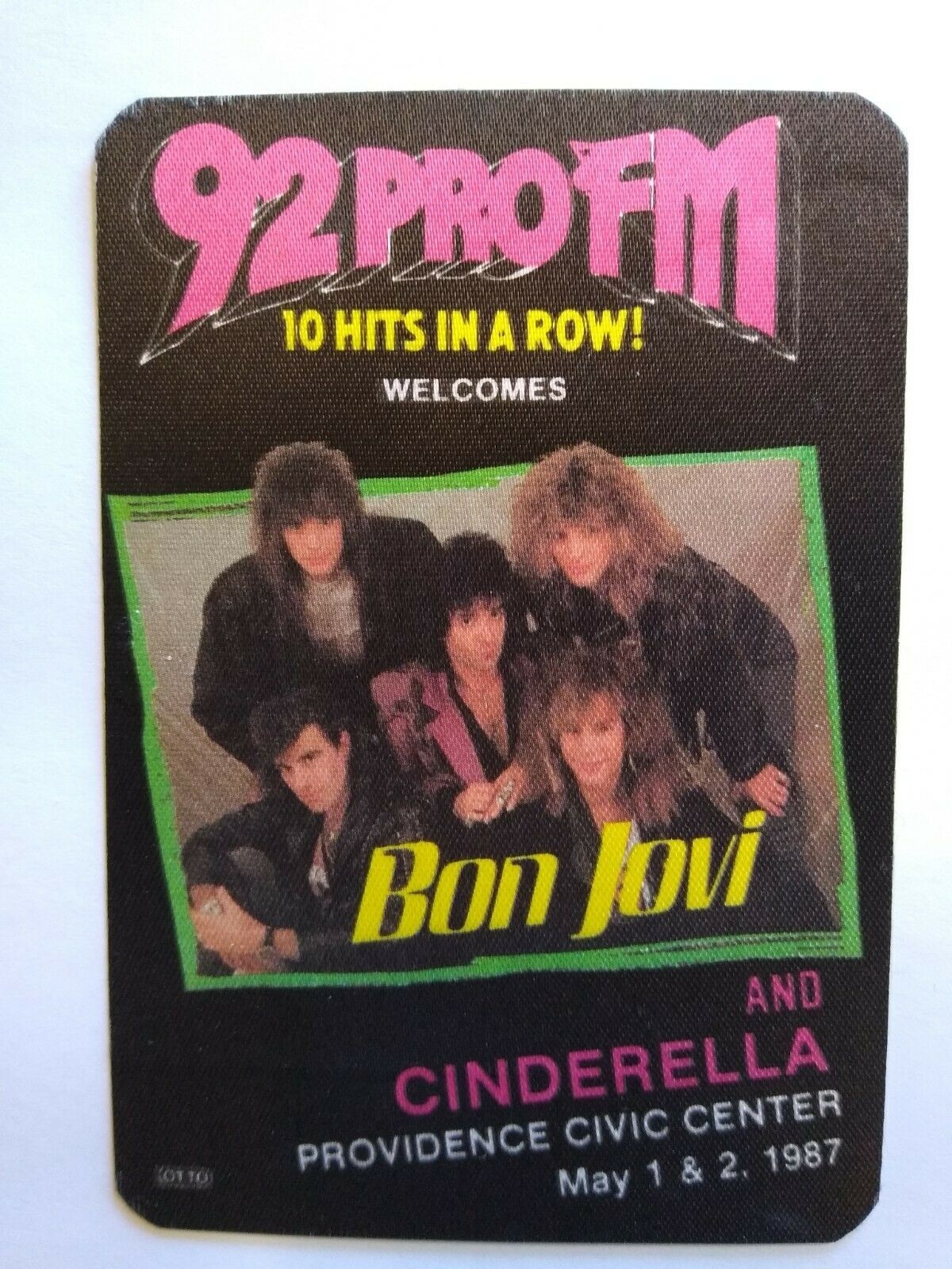 Bon Jovi Cinderella Backstage Concert Pass Original 1987 Hard Rock Music Vintage