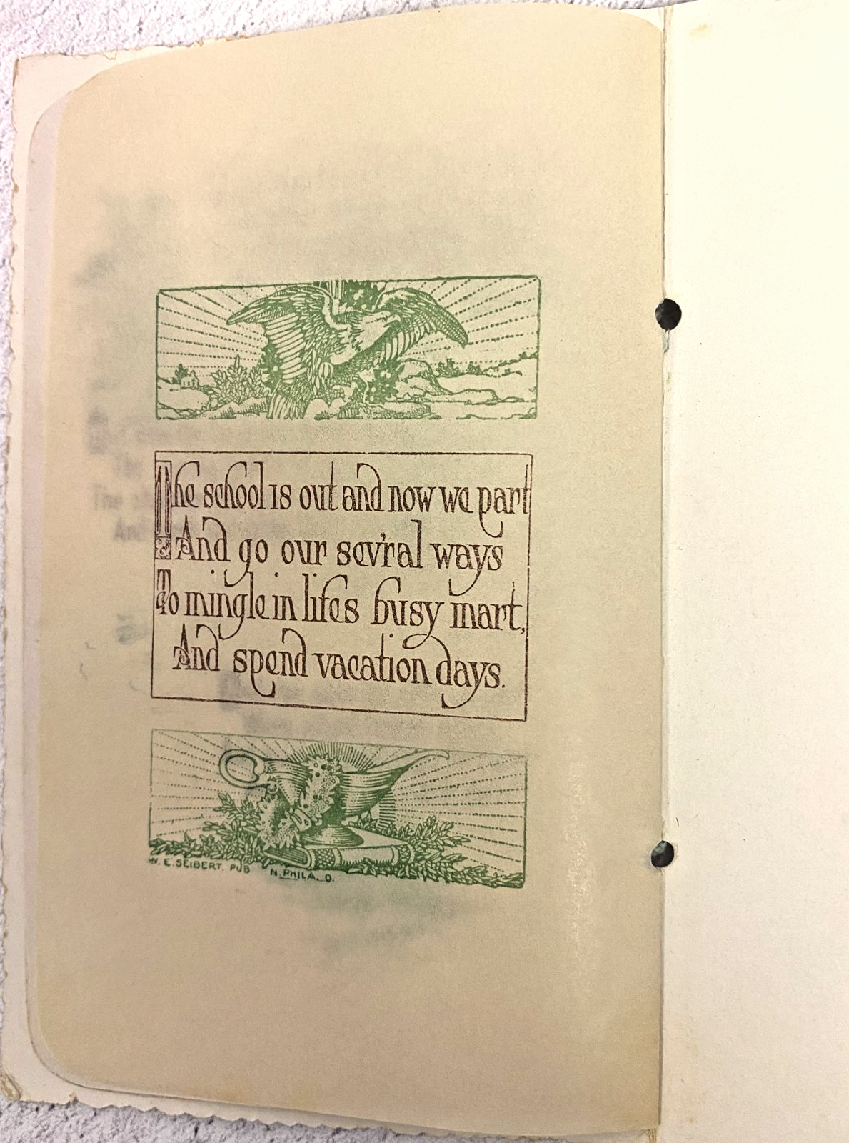 1910 Souvenir Memento Booklet Pioneer School House Embossed Americana Ephemera