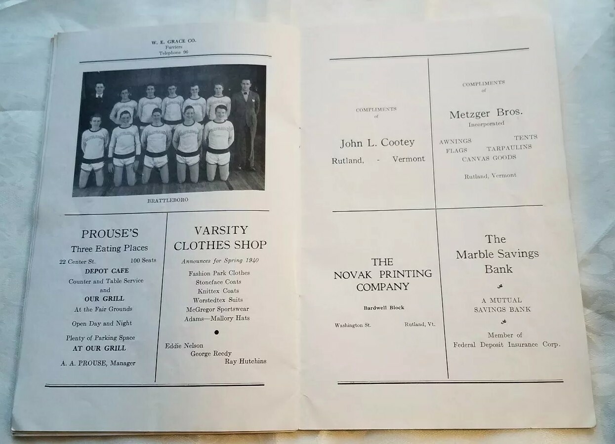 Vintage 1940 19th Annual Southern Vermont Championship Basketball Tournament