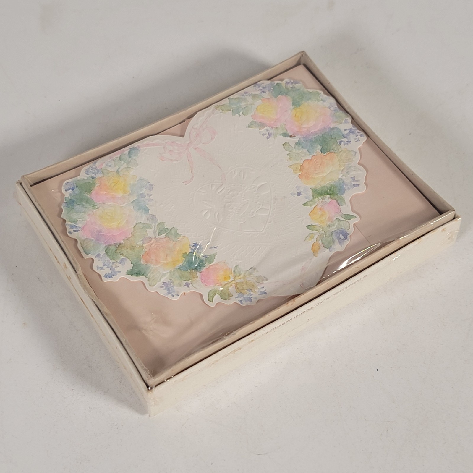 Vtg Hallmark Crown Textured Embossed Floral Heart Blank Note Cards Sealed