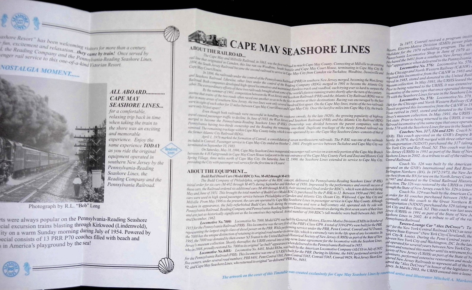 2003 Cape May Seashore Lines Train Excursion Brochure Timetable Form 3