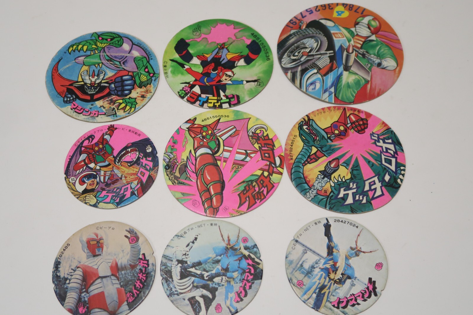 Vintage Japanese Menko Cards Lot – Approx. 140 Pieces Masked Rider Mazinger Z