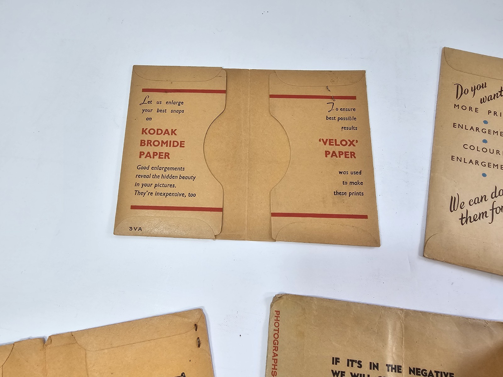 Vintage Kodak Velox Photographic Wallets Envelope Film Print Emphemera 1950s