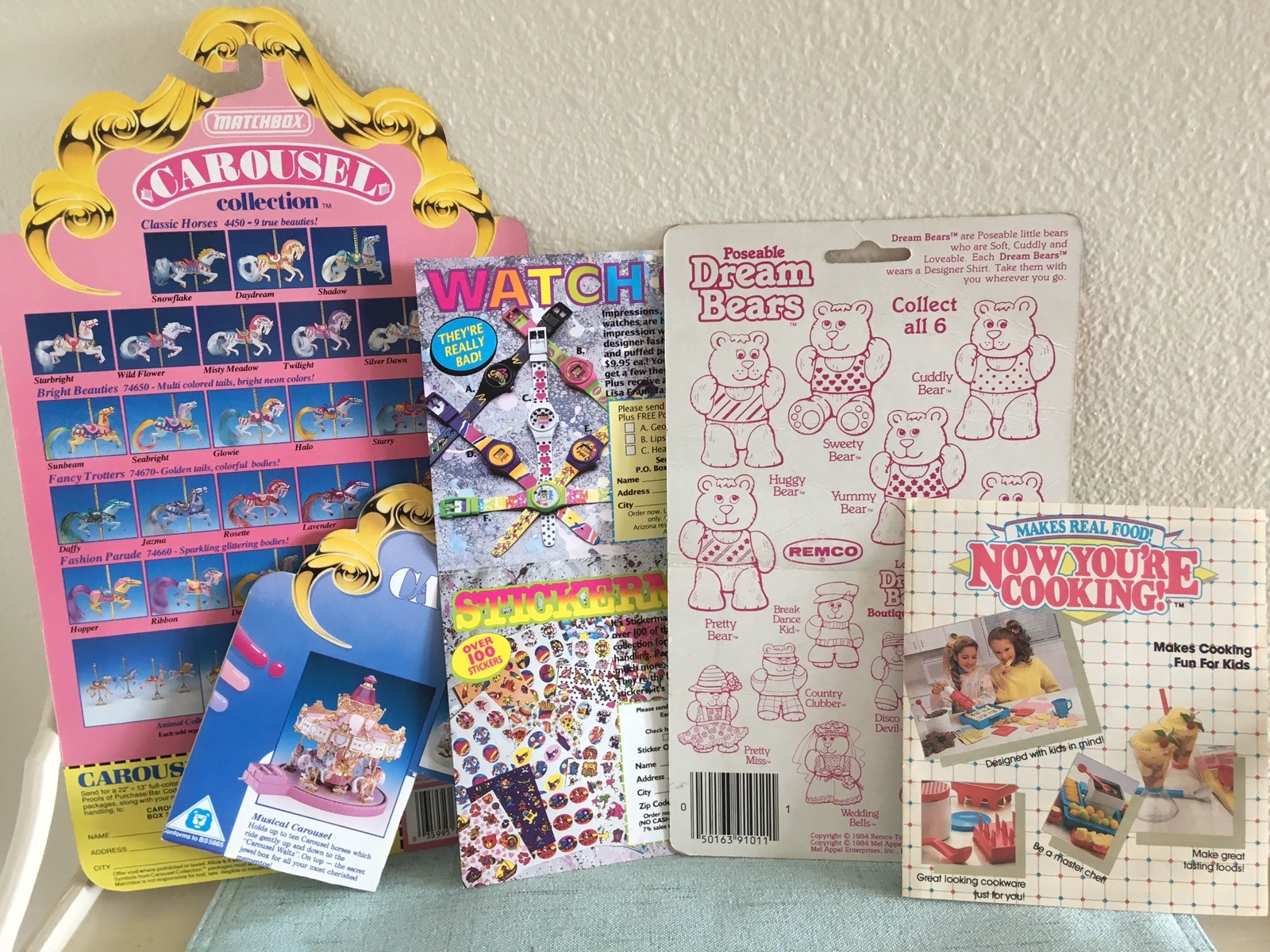 Vintage Back Cards Toy Ads Dream Bear Pamphlet Lisa Frank Carousel Horse 80s 90s