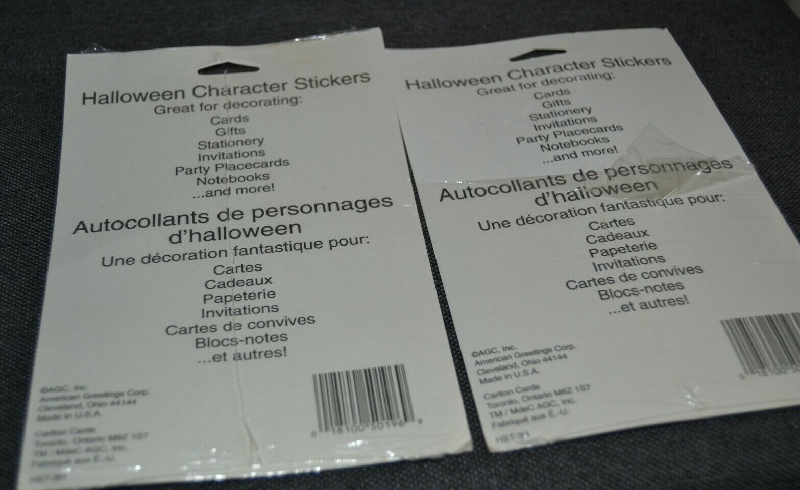 STICKERS HALLOWEEN WOLFMAN MUMMY WITCH GHOST Amer. Greetings Vtg 8 SHEETS 2×4