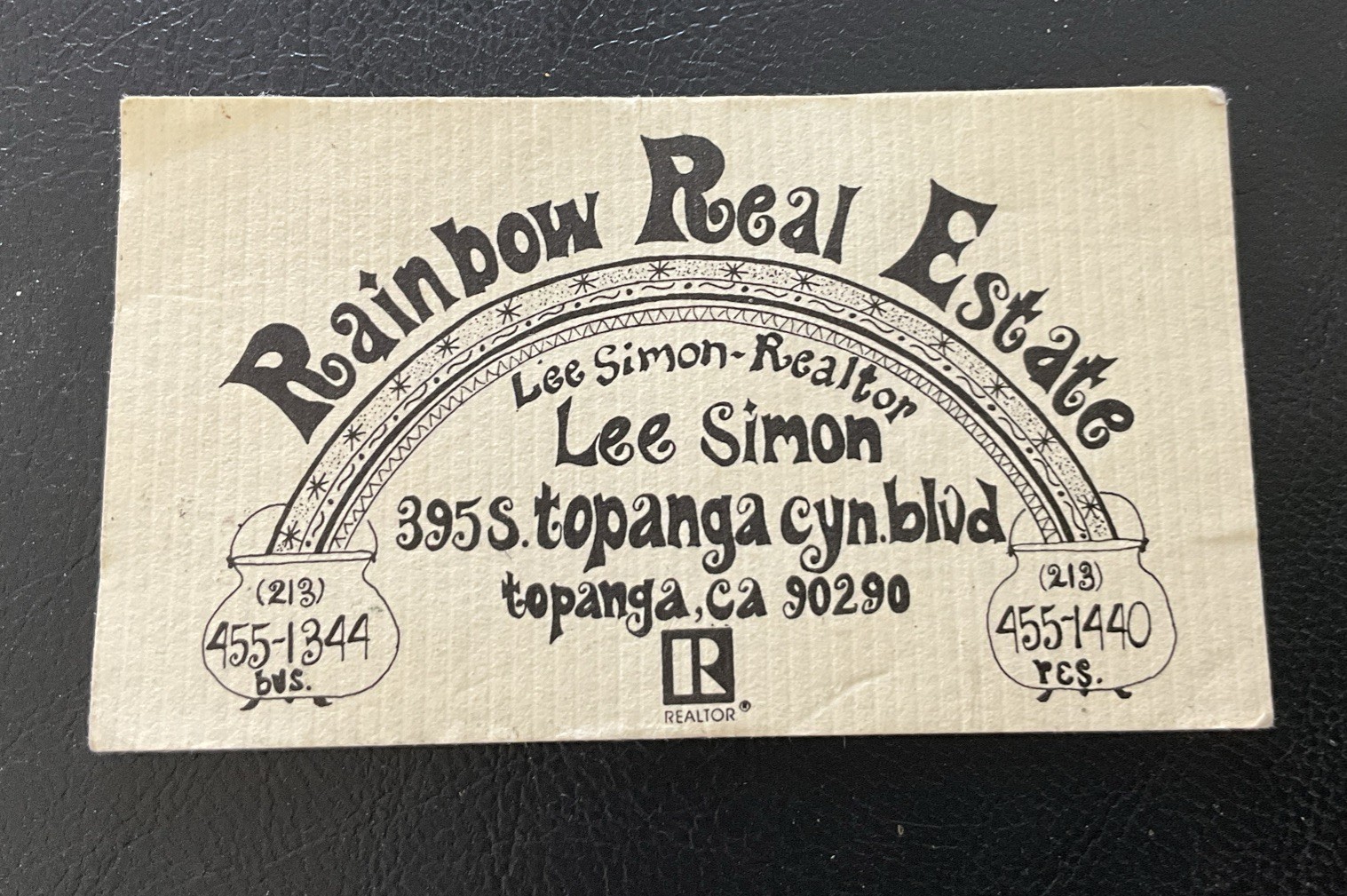 2 Qty Rainbow Real Estate Broker Land Agent Vintage Business Cards Topanga CA