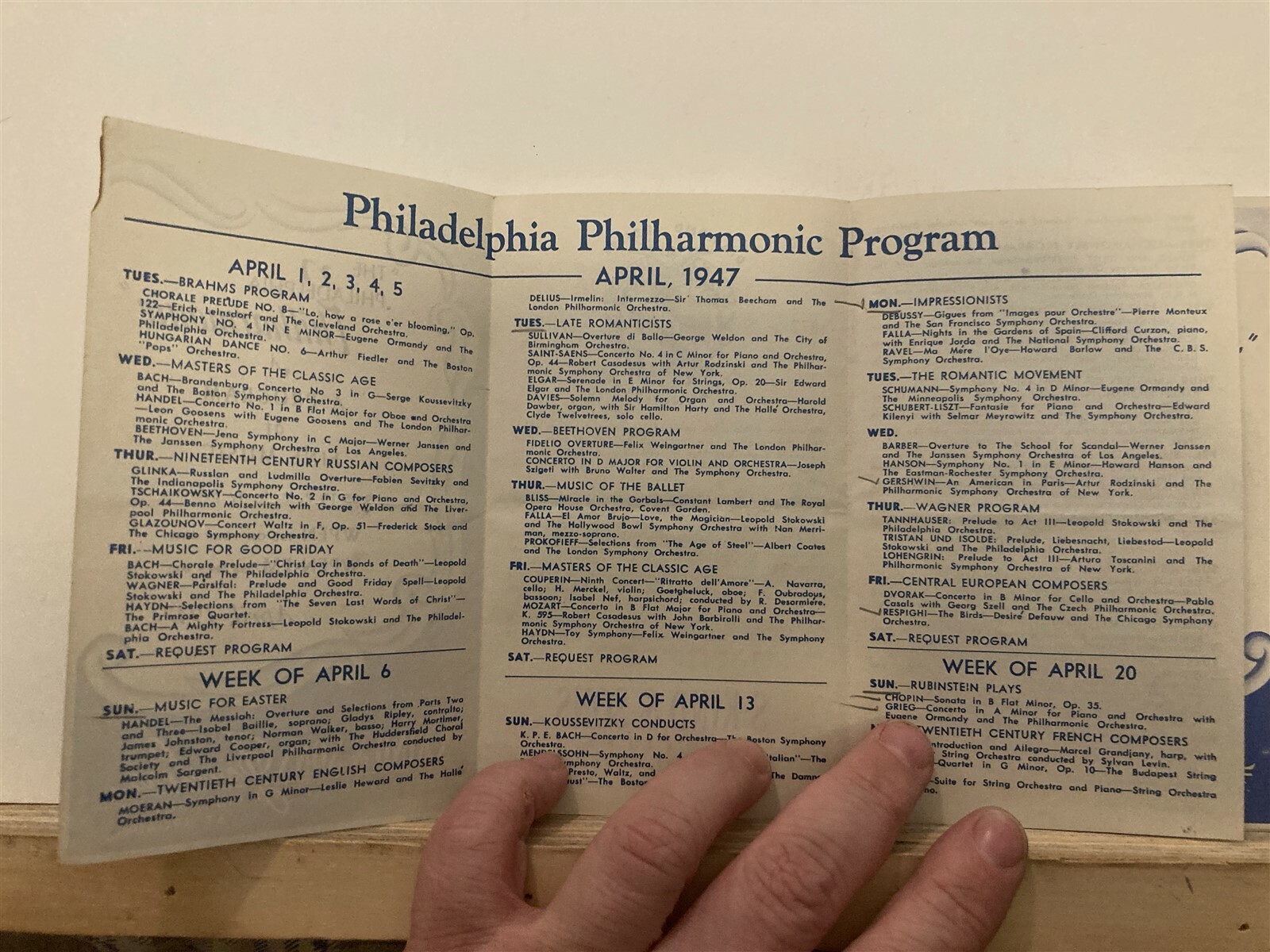 1947 Philadelphia Philharmonic Programs April May WPEN PA Kind & Son Jewelers