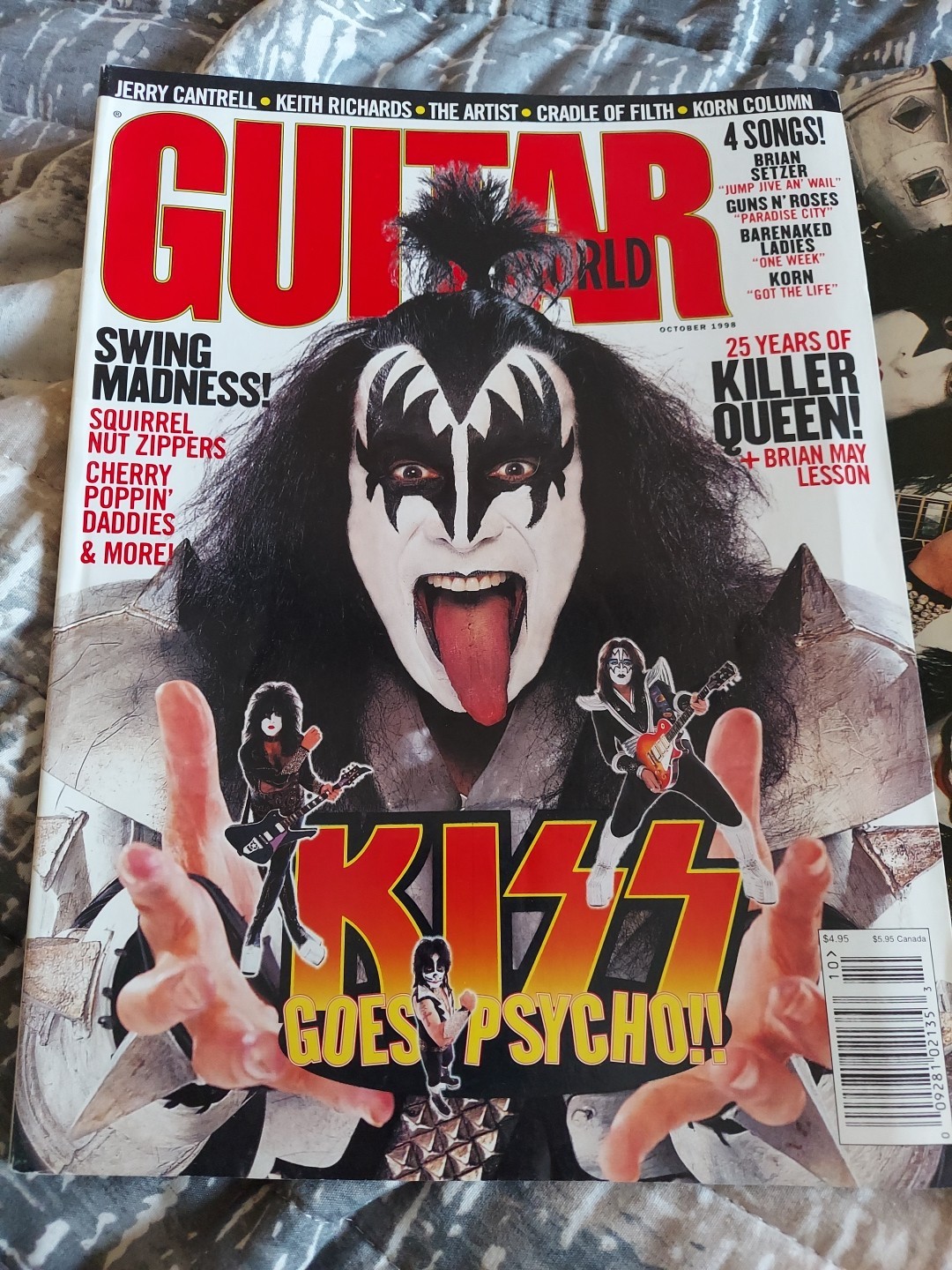 OCTOBER 1998 GUITAR WORLD vintage music magazine KISS Poster