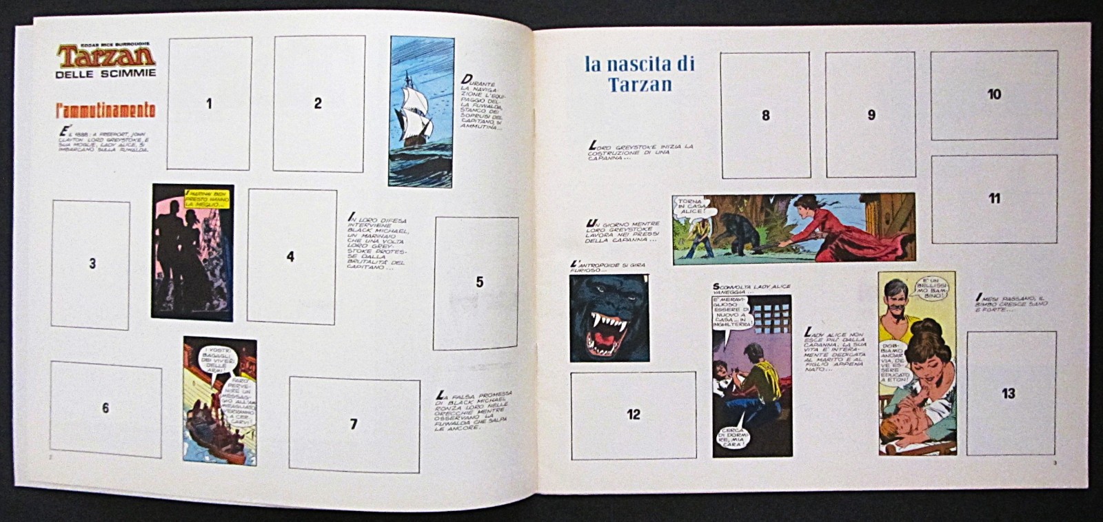 TARZAN OF THE APES~ITALIAN STICKER BOOK w/UNCUT SHEET OF 200 STICKERS~JOE KUBERT