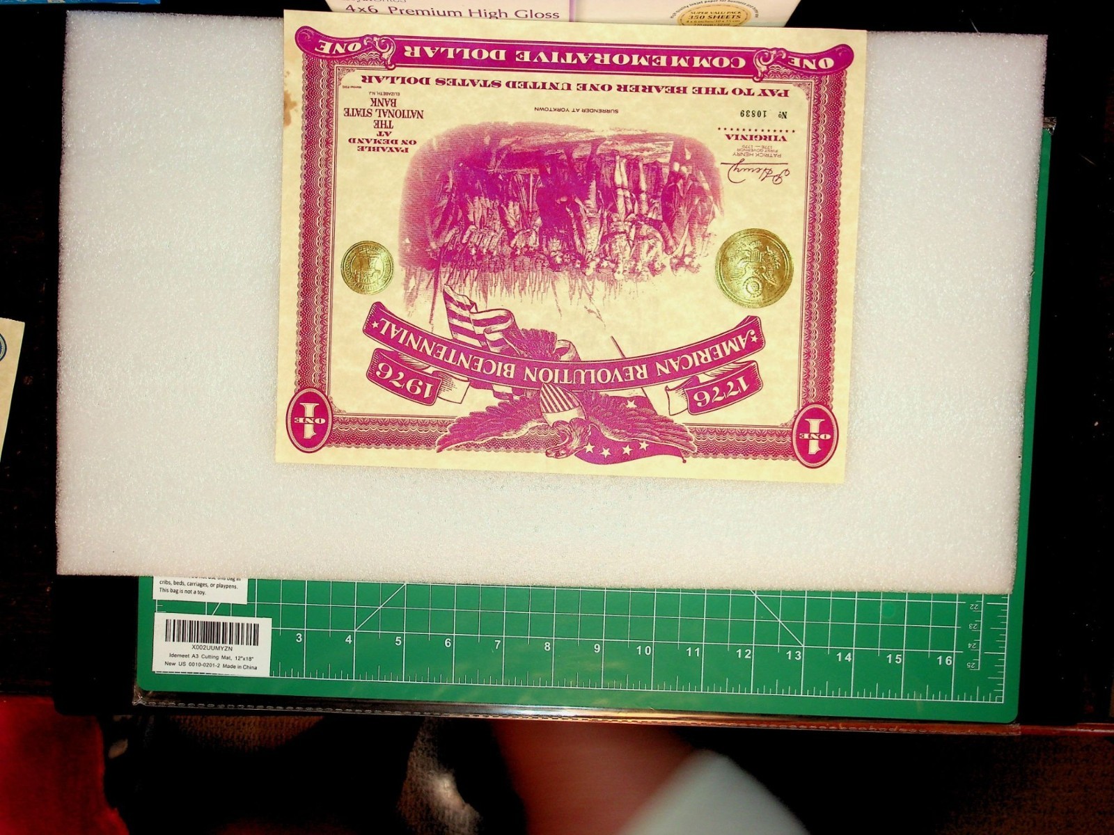 2-1926 U.S. Commemorative Dollar Certificate Coin/American Revolution Bicentenni