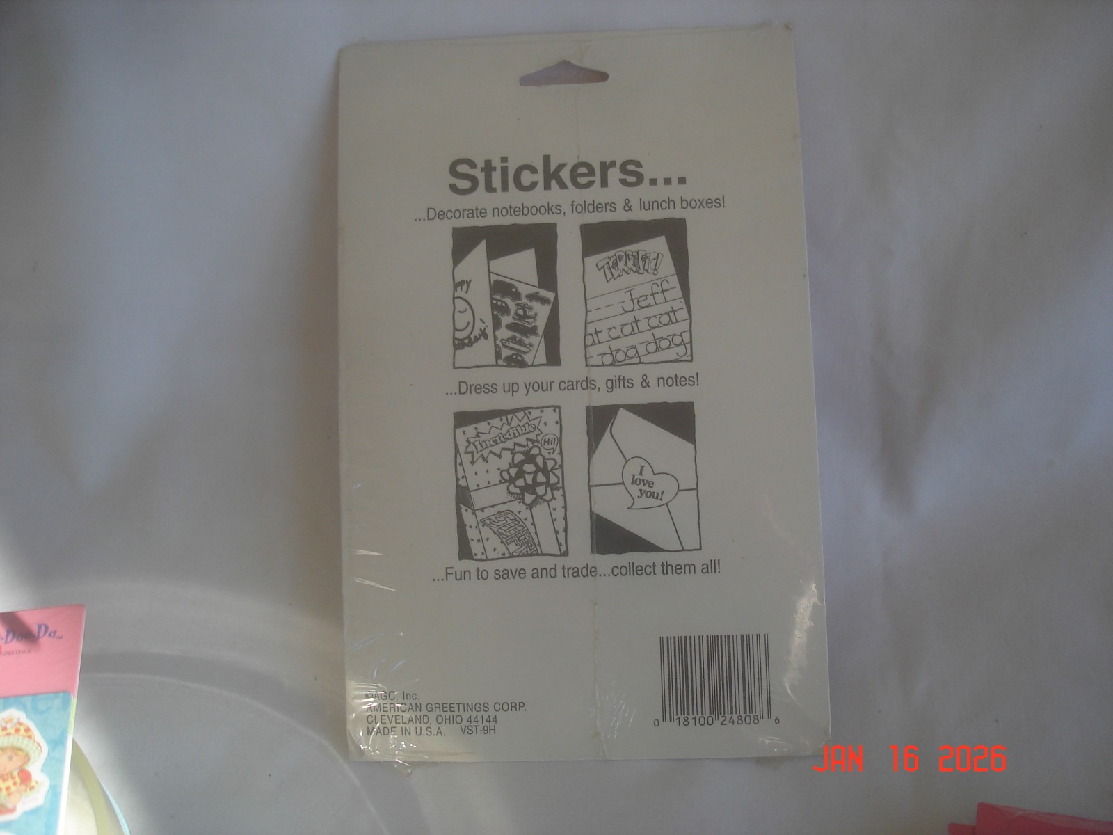 SEALED PKG. Vtg. AMERICAN GREETINGS VALENTINE STICKERS 4 Sheets MADE U.S.A.