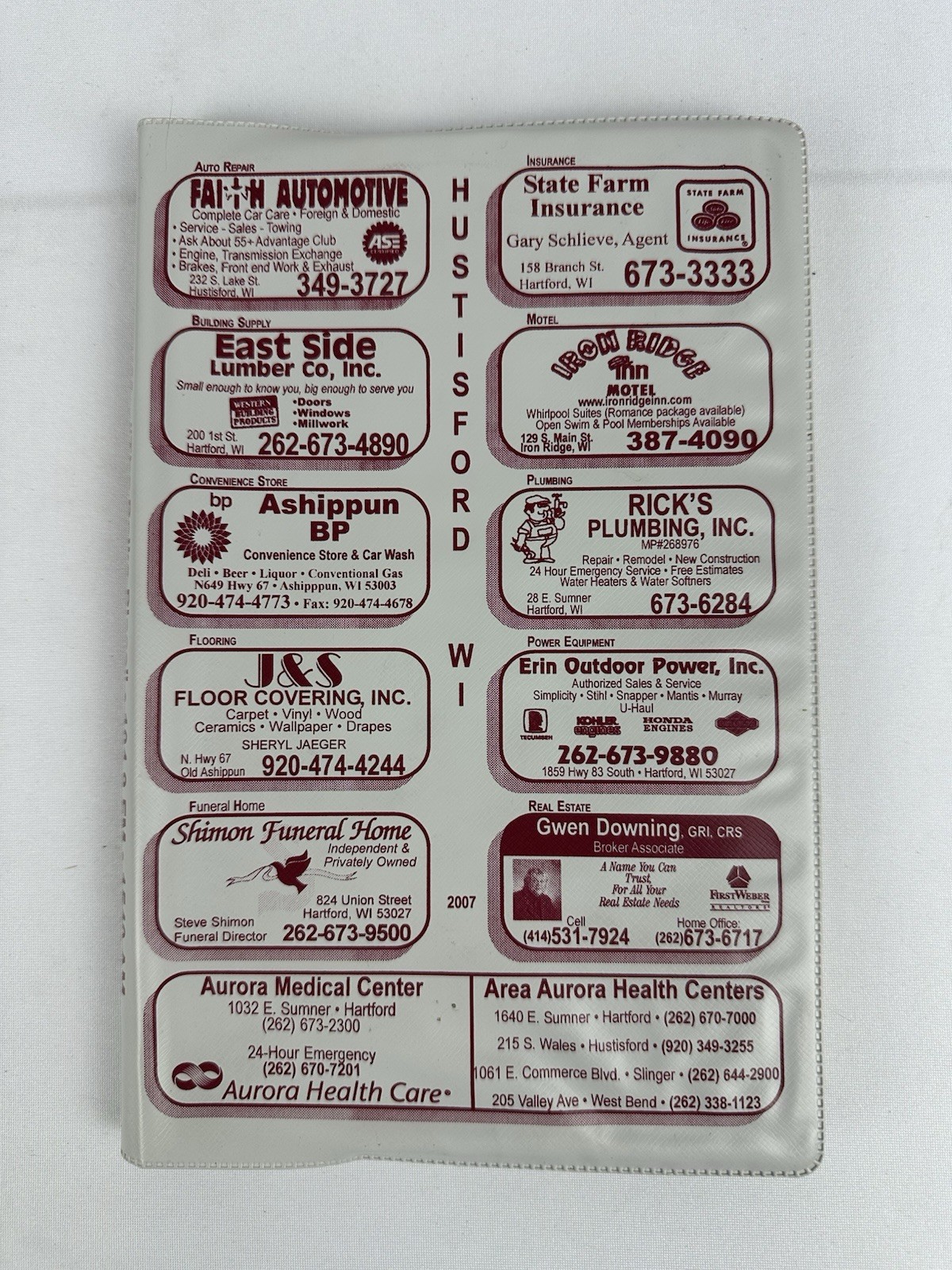 Vintage Hustisford Wisconsin Phone Directory Telephone Book w/ Cover