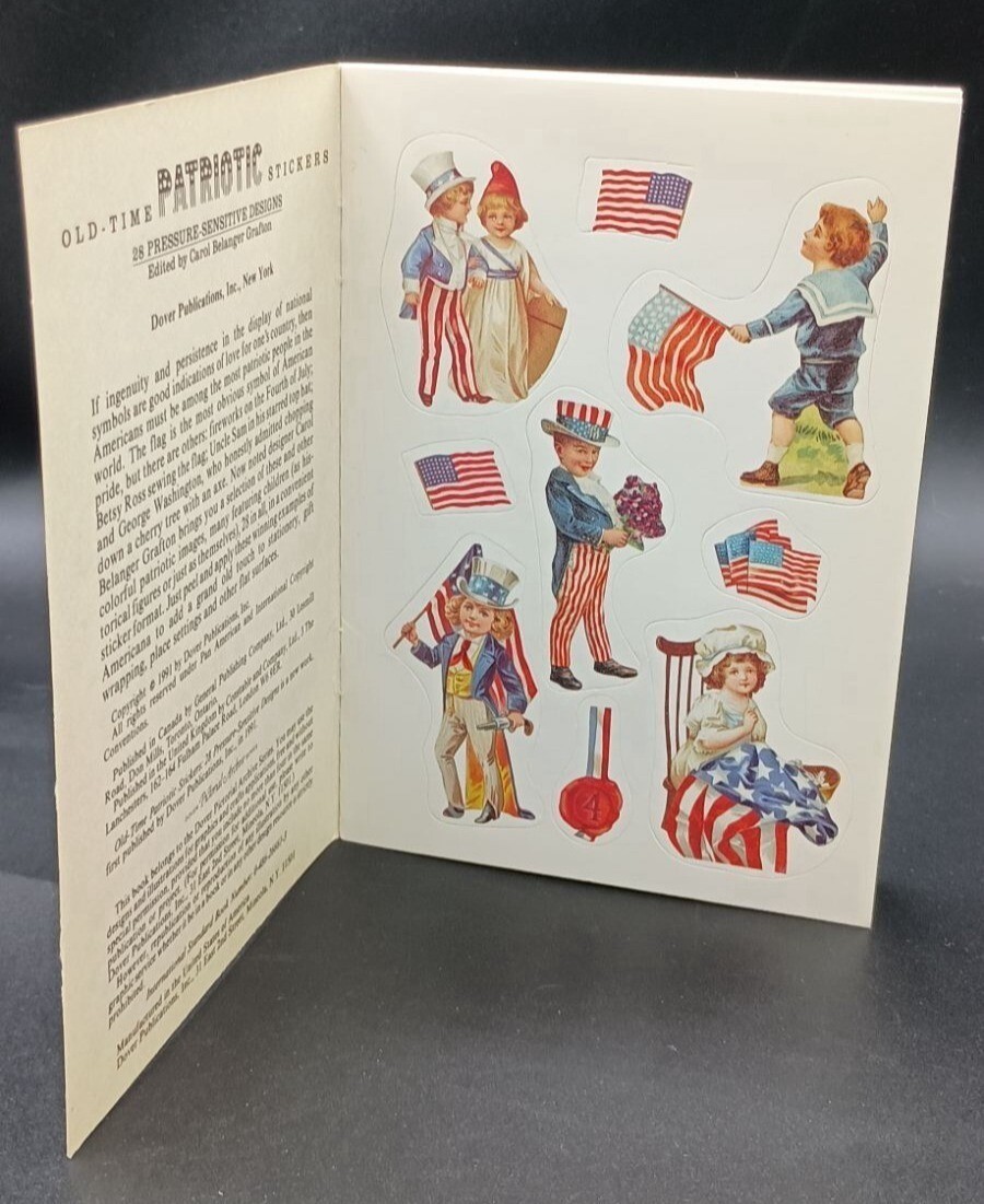 VTG Old Time Patriotic Dover Stickers 28 USA Designs By Carol Belanger Grafton